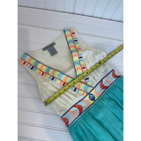 Flying Tomato Embroidered Empire Waist Tropical Beach Chiffon Maxi Dress S - Picture 5 of 7